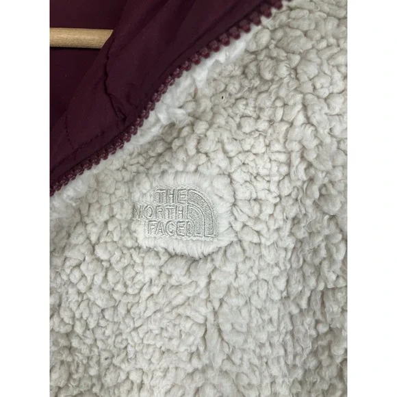 The North Face Womens Tamburello Reversible Vest Burgundy Sherpa Lined Large - Picture 5 of 9